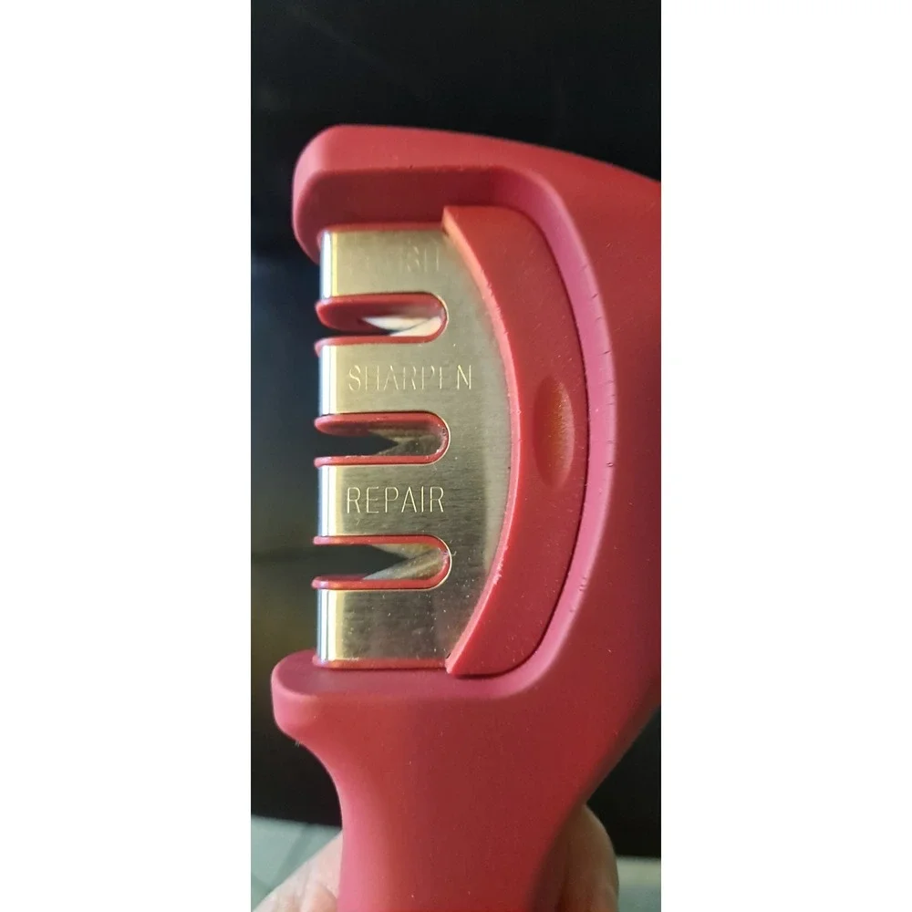 3-Stage Multi-Function Sharpener Blade Sharpening Kitchen Gadget -‎ Red